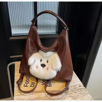 Retro bag women s tote bag large capacity autumn and winter crossbody 2024 new casual shoulder commuter bag чёрный