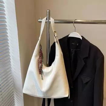 Retro bag women s tote bag large capacity autumn and winter crossbody 2024 new casual shoulder shopping bag чёрный