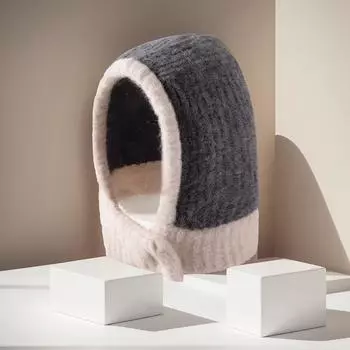Ретро Балаклава Защитная шапка для ушей для женщин и мужчин Зимняя мягкая шарфовая шапка Теплая шапка с защитой от холода Цветные блокированные шапки Подарки