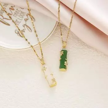 Ретро бамбуковый кулон, универсальное ожерелье, простая цепочка на ключицу в китайском стиле