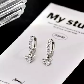Ретро-бант-пряжка для ушей Маленькие легкие роскошные модные серьги высокого класса Серьги Бриллиантовые серьги