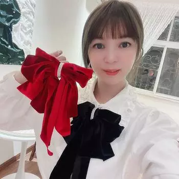 Ретро бархатная брошь-бантик из жемчужной ткани, галстук-бабочка, булавки для воротника рубашки, роскошные украшения, броши для вечеринок и свадеб для женщин, аксессуары красный