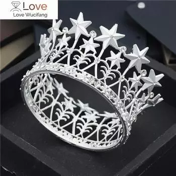 Ретро барокко Цветочная корона Матовые цвета Круглая диадема Выпускной вечер тиары Головные украшения Свадебные украшения для волос Аксессуары