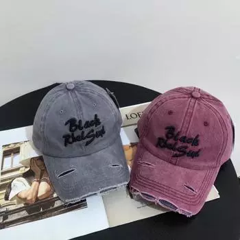 Retro Baseball Cap Casual Four Seasons Versatile Sun Hat Tide Hat Men s Washed Duck Fragrant Hat Women s Embroidery M56-58cm чёрный