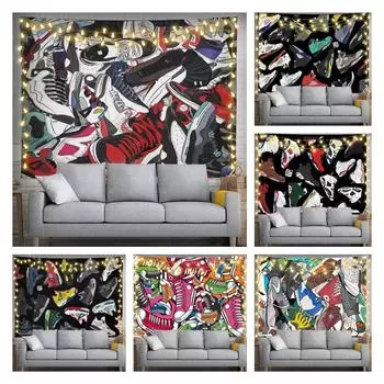 Ретро баскетбольная обувь гобелен настенный дизайн кроссовок фото фон гобелены Настенный декор украшения для детской комнаты ручная стирка 95x73cm