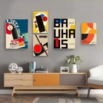 Ретро Баухаус красочный геометрический узор холст плакат абстрактное произведение искусства дизайн настенные художественные фотографии Гостиная домашний декор живопись 21cm30cm NoFrame