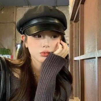 Ретро берет женский осень и зима 2024 новая ретро черная восьмиугольная шляпа иностранная школьная универсальная британская шляпа художника M56-58cm