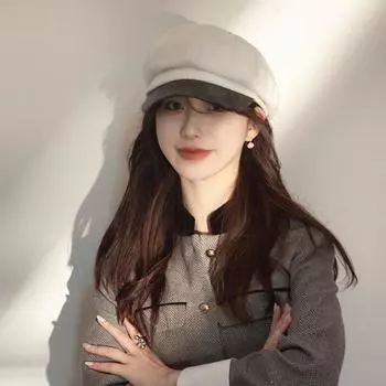 Ретро берет женский осенне-зимний универсальный маленький кепка газетчика вельветовая восьмиугольная шляпа маленькая шляпа-облако M56-58cm белый
