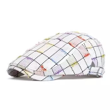 Ретро-береты женские весна-лето клетчатая шляпа газетчика шляпа художника кепка-солнцезащитница Style2 белый