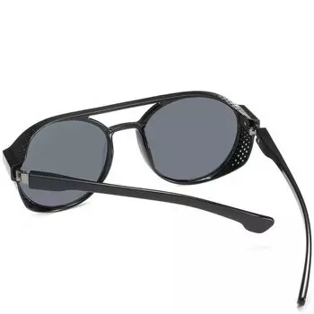 Retro Black Frame Sunglasses Travel Sun-Protective UV400 Eyewear Driving Glasses Punk Black Shades Glasses for Women Man