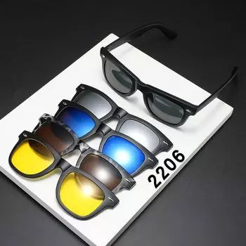 Retro Black Glasses Myopia Frame Glasses Men S Large Frame Magnetic Sunglasses Clip Sunglasses Women 2205 PC material rack