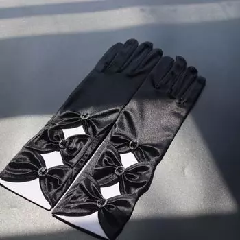 Retro Black Gothic Style Dress Etiquette Gloves Mid Length Long Length Prom Party Socialite Oversleeves Bride All-Match Jewelry Black All yards