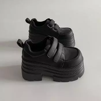 Retro black small leather shoes women s new spring and summer small man heightened platform Mary Jane single shoes 35