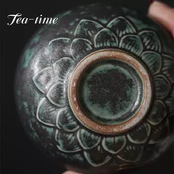 Ретро благоприятная чашка для чая с журавлем, керамическая посуда ручной работы, чашка для смены печи, личная чашка, грубая керамика, чашка для приготовления чая кунг-фу, посуда для напитков A-7.5X4.6CM 110ML