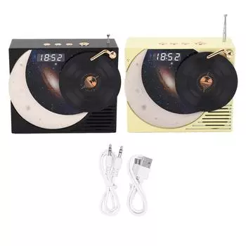 Ретро Bluetooth-динамик с дисплеем часов и подсветкой, объемный звук 360 градусов, Bluetooth-динамик Ra Black