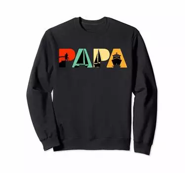 Retro Boat Funny Vintage Dad Boat Gift Sweatshirt Dad, чёрный