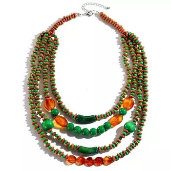 Ретро-богемное ожерелье, яркое ожерелье из бисера, модное многослойное ожерелье на каждый день зелёный