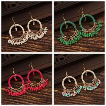 Retro Bohemian Style Round Earrings Ethnic Style Fringe Drop Ear Stud Party style 3