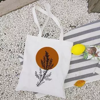 Ретро Бохо Растения Эстетическая Холст Леди Сумка Для Покупок Harajuku Мода Сумка Большая Вместительная Сумка Студенческая Книга Сумка 24*26cm