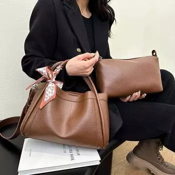 Ретро большая вместительная ручная сумка для мамы для женщин, новинка зимы 2023, модная пригородная сумка через плечо на одно плечо, сумка-ведро для воды