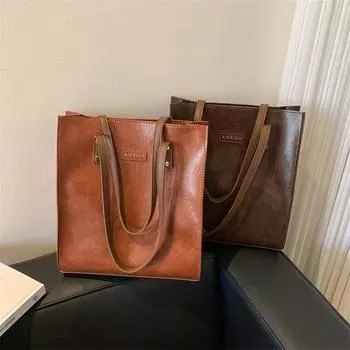 Ретро большая вместительная сумка для поездок на работу, новинка 2024 года, женская сумка для студентов, модная универсальная сумка на плечо, ручная сумка-тоут