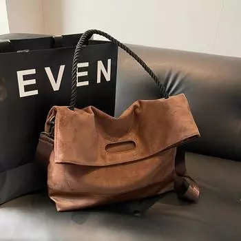 Ретро большая вместительная сумка подмышки женская сумка 2023 зима новая простая большая сумка модная тенденция пригородная сумка через плечо