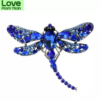Ретро Большие Хрустальные Броши Стрекозы Женские Цветные Сплавы Насекомые Брошь Булавки Подарки красный
