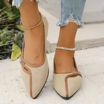 Ретро Большие размеры Плоский каблук Одиночные туфли Женские Летающие плетеные Повседневные остроносые неглубокие горлышки Одиночные туфли с одной педалью 36 грязно-белый