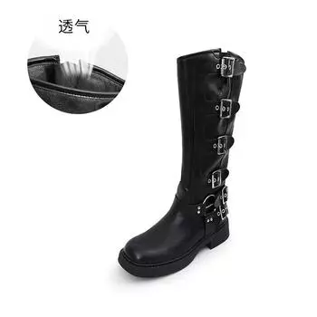 Retro boots 2025 autumn and winter new square head thick heel knight boots women s casual Martin boots women s high pass boots women 35
