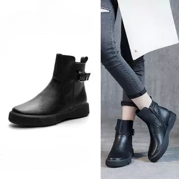 Retro Boots Women s Shoes Best-selling and Versatile Ankle Boots Low-top Thick-soled Boots 35