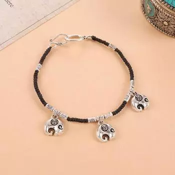 Retro bracelet niche design sense literary and simple weaving Tibetan silver bracelet accessories women
