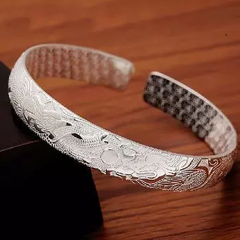 Ретро-браслет Браслет из белой меди с серебряным покрытием