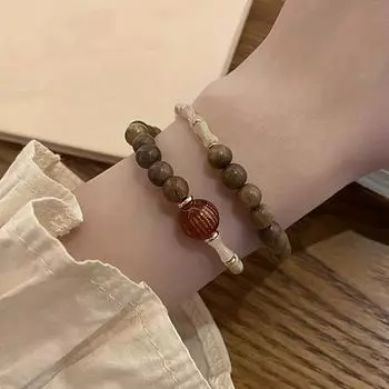 Ретро браслет из бамбуковых бусин многослойный женский браслет изысканный подарок