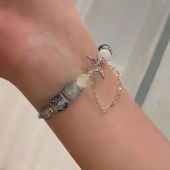 Ретро-браслет из бисера в виде летящего журавля, простой эластичный браслет с кисточками, женские ювелирные изделия, аксессуары