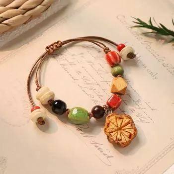 Ретро браслет из натуральных растений и фруктов, плетеный вручную, с желудем, ручная веревка, женский нишевый литературный браслет