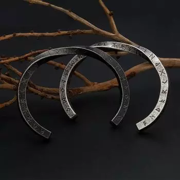 Ретро-браслет с буквами из нержавеющей стали с открытым ремешком для мужчин, универсальные титановые стальные парные украшения серебряный