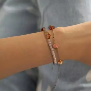 Ретро-браслет с бусинами и пуговицами, нерегулярно сплетенный браслет из сломанного камня, женская бижутерия