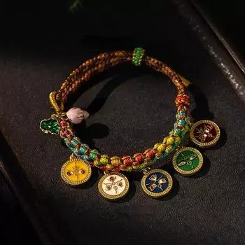 Ретро-браслет в этническом стиле, непальский плетеный разноцветный браслет ручной работы из веревки, плетенный женский браслет для пары