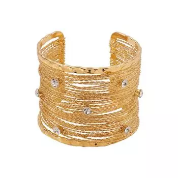 Ретро браслет высокого чувства милый панк-стиль широкая версия металлической проволоки линии рисунка открытый браслет женский золотой