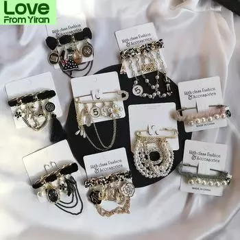 Ретро-брендовый дизайн женские броши значки значок пальто металл винтажная звезда пчела кружево жемчуг ручная работа серия брошь