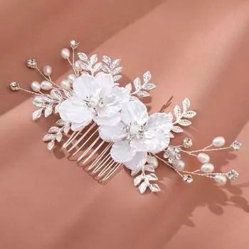 Ретро свадебные украшения гребень ручной работы праздничный детский праздничный аксессуар для волос белый цветок жемчужный гребень для волос