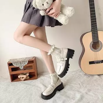 Ретро британские туфли на платформе из кожи женские осенние туфли в стиле колледжа в японском стиле с юбкой туфли Мэри Джейн 35