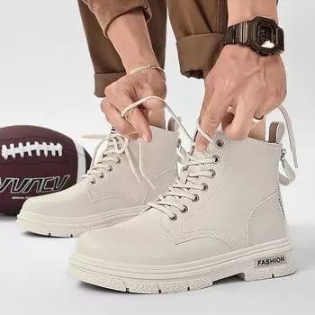 Retro British style high-top round-head Martin boots autumn and winter new trend high-top thick-soled personalized casual tooling short boots 39