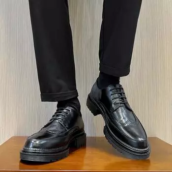 Ретро Brock Flower кожаные туфли мужские весна и осень большие размеры британские мужские кожаные туфли 45 46 обувь Px25-T 40 чёрный
