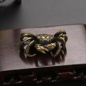 Ретро бронзовая статуя краба, чай, украшения для домашних животных, чистая медь, однотонное животное, миниатюрное ретро, украшение для аквариума, аксессуары