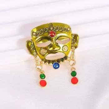 Ретро-брошь-маска Samsung Stack Antique Personality Pin Mask Brooch с аксессуарами золотой