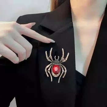 Ретро брошь-паук для женщин, искусственный кристалл, стразы, эффектное насекомое, костюм, брошь в пальто, булавка, аксессуары для костюмов на Хэллоуин, ювелирные изделия, подарок серый