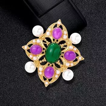 Ретро брошь-подвеска с жемчугом, имитация цвета, глазурованная средневековая крестообразная булавка, женские аксессуары для корсажа