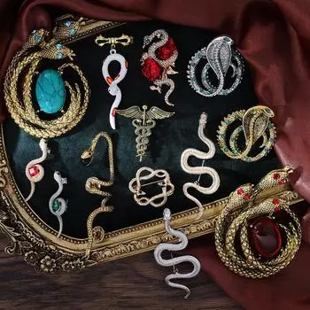 Ретро брошь со знаком зодиака «Змея» Год Змеи Периферийный корсаж Эмаль Премиум-булавка Аксессуары для костюмов