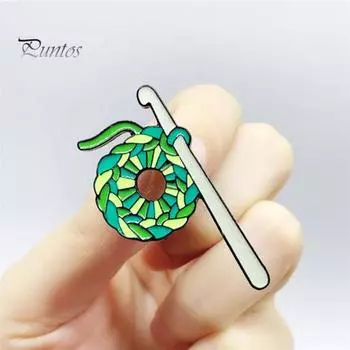 Ретро Брошь Вязание Шерстяной Шарик Крючком Бабушкин Ювелирный Подарок Эмалированная Брошь Вязать Свитер Креативный Значок Булавка На Лацкан красный